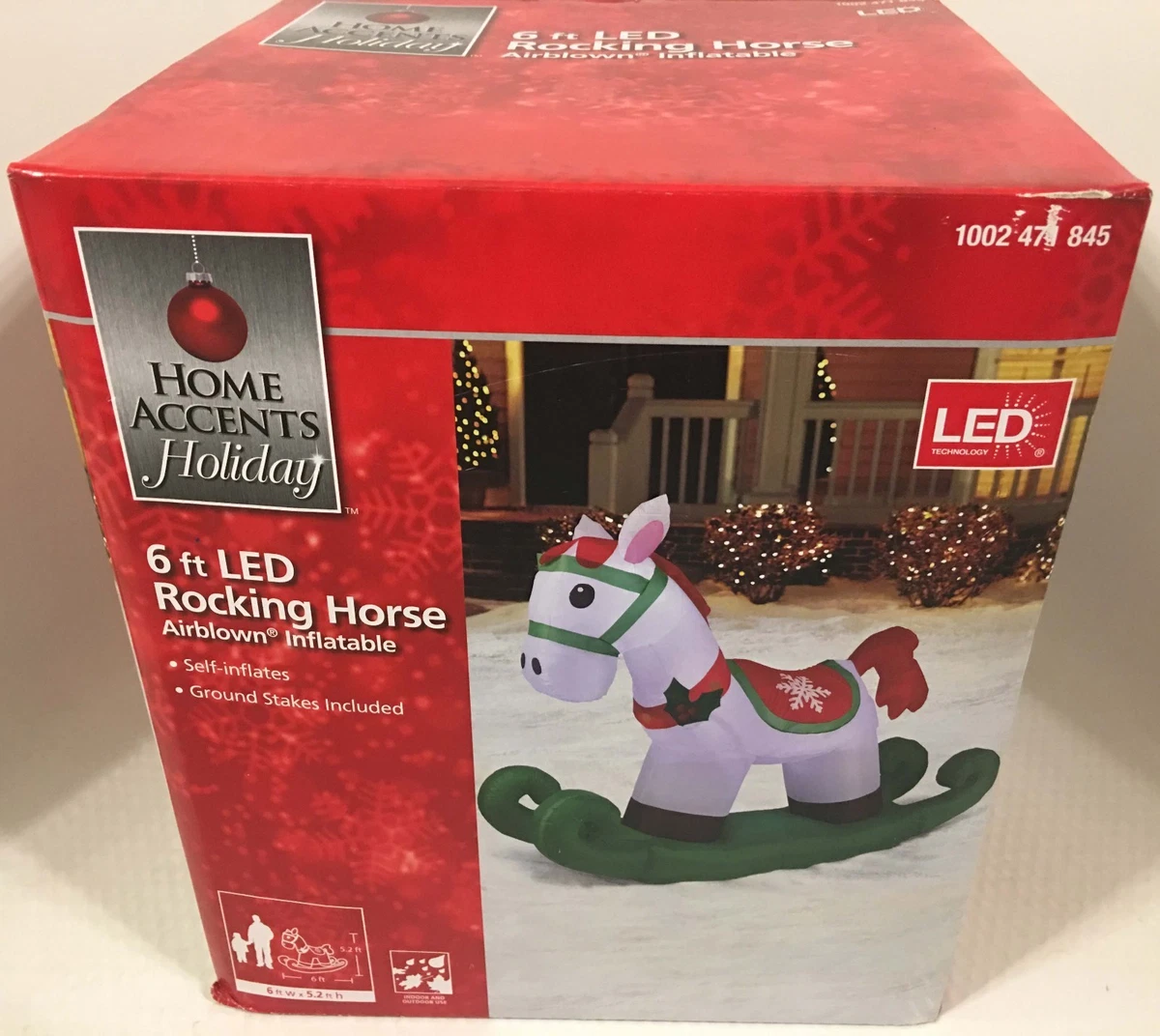 6Ft Airblown Inflatable LED Rocking Horse Holiday Christmas