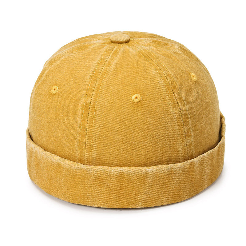 Mens Brimless Docker Cap Retro Worker Sailor Skull Cap Beanie with