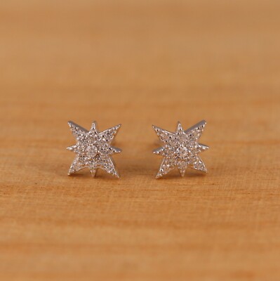 Massive 925 Sterling Silber Starburst CZ Ohrstecker schlicht Twinkle Stern verpackt