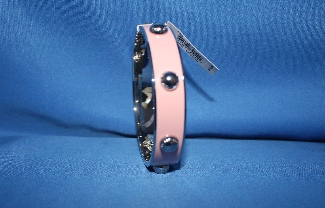 Bracciale Coach 90519 Nuovo con etichette Smalto Rosa e Argento Grommett Rivetti Braccialetto