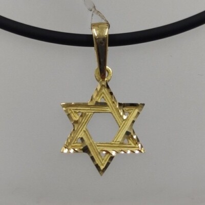 Pendentif Etoile Du Or 18k 750 Mls MM Avec Caoutchouc