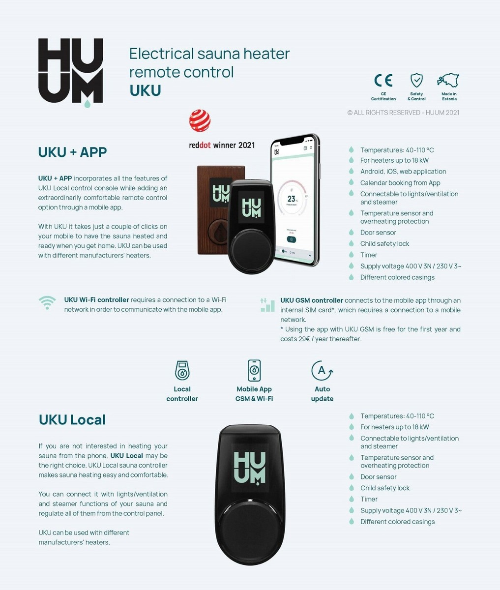 Sauna Heater Electric Stove HUUM Drop 4.5 - 9 kW UKU WiFi Control Panel  Equipped | eBay