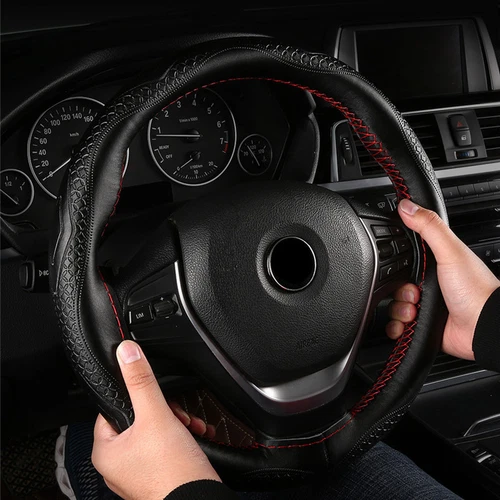 38CM DIY Geflecht Auto Lenkrad Bezug Echtleder Naht auf Folie Weich - Bild 5 von 18