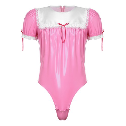 Abito uomo PVC pelle Sissy cameriera francese cosplay lingerie uniforme outfit notte - Foto 93 di 112