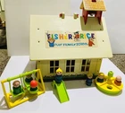 Vtg 71' Fisher Price #923 Play Family School Little People with Accessories