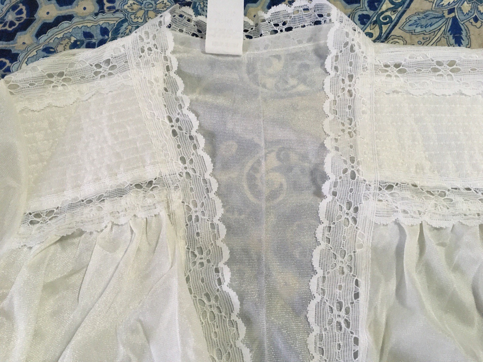 Vintage Nightgown Robe Set Womens Medium Lace Trim Peignoir Sleepwear 70s