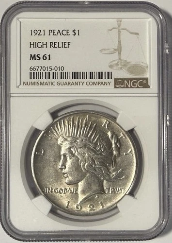 1921 Peace Dollar High Relief NGC MS61 •LUSTER• ‼️SERIES KEY DATE ‼️