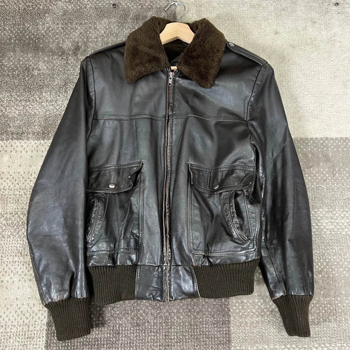 vintage leather jacket 38 products for sale | eBay