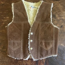 1960 Kids Vest Genuine Leather Sherpa Lined Snap
