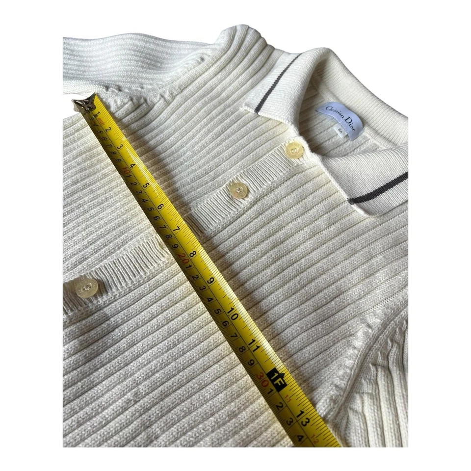 Cárdigan de rizo vintage Christian Dior Jeunes 8a rayas azules hecho en EE. UU. Foto 4 de 4