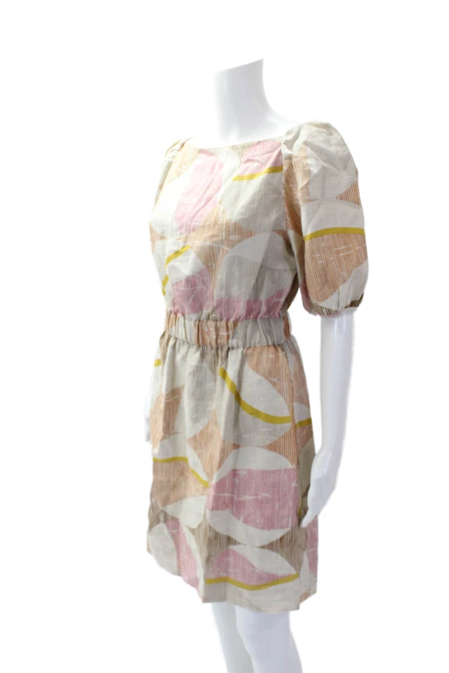 Lauren Moffatt женщин хлопок короткий рукав квадратный вырез полоски платье многоцветный Si - Изображение 2 из 4