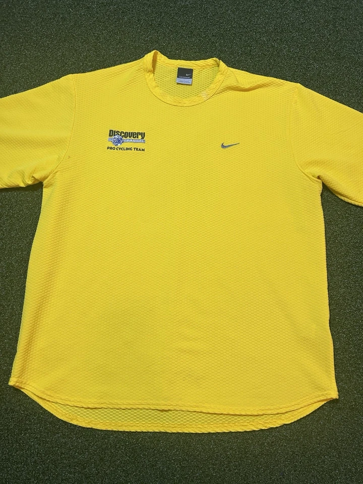 De colección Nike Discovery Channel Equipo de Ciclismo Y2K Años 2000 Amarillo Dri-fit Talla Grande Foto 3 de 4