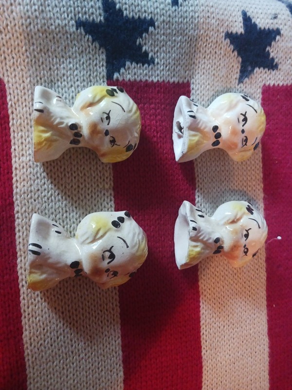 Set Of 4 Vtg Anthropomorphic Dog Poodle Ceramic Figurine 2 1/2 "