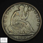 1849 O Seated Liberty Half Dollar (WB-7 R.3 Die Break) Rotated Dies Mint Error