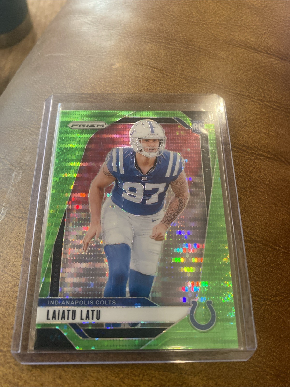 2024 Panini Prizm Laiatu Latu Green Hyper Rookie. view 3