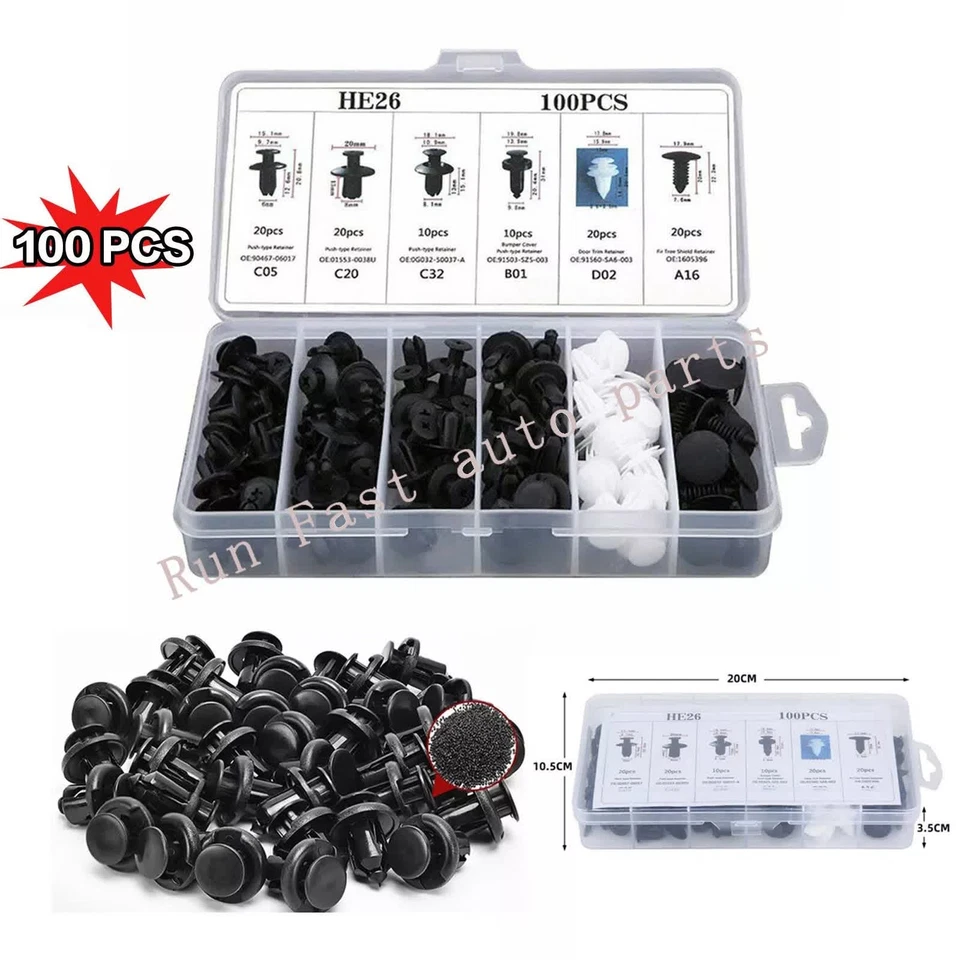 Kit de 100 clips de retención de empuje para guardabarros forro parachoques para Dodge EE. UU. Foto 3 de 4