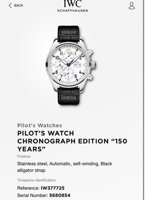 PILOT S WATCH CHRONOGRAPH EDITION  150 YEARS 