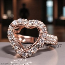 Elegant Heart Shape 11mm Semi Mount Engagement Ring 925 Sterling Silver Ring