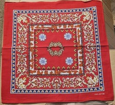 RED FLORAL FLOWER ANGEL CHERUB PRINT COLORFUL HANDKERCHIEF BANDANA  SET OF 3 