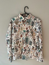 Eton Button Up Shirt Twill Collared Egypt Print Slim Cotton Size Men M 39 / 15.5