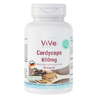 Cordyceps 650 Mg - 90 Kapseln, Vegan, Pilzpulver Aus Dem Mycel | Vegan | Vive