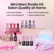 Beetles Mini Mani Studio Gel Nail Polish Kit UV LED Lamp 12 Colors Set