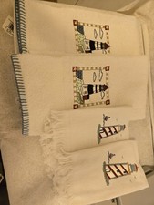 Kohls Lighthouse White Towels Set of 4-2hand 2 Finger Towels