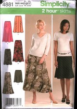 4881 Vintage Simplicity SEWING Pattern Misses 2 Hour Skirts Gored Short Long 12