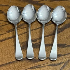 BSF Edelstahl Bremer 2029 Stainless 4 Soup Place Spoons Flatware