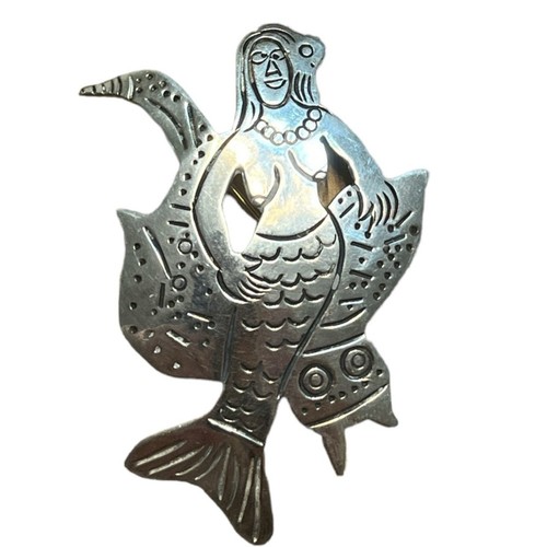 Taxco Sterling Silver Whimsical Mermaid Brooch