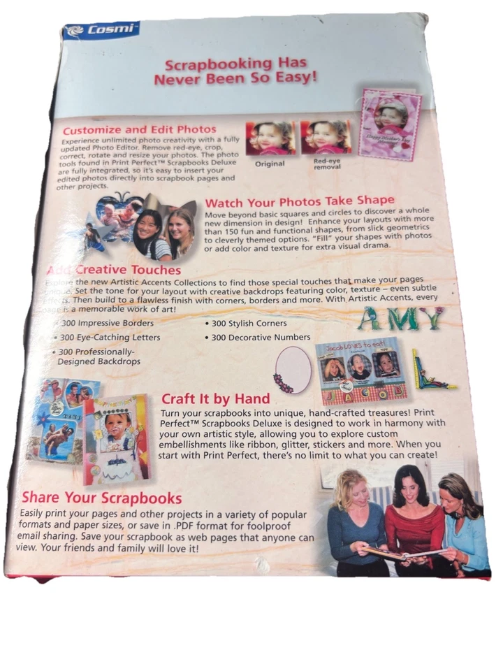 Print Perfect Scrapbooks Deluxe (PC-DVD, 2008) Windows - CD nuevo en funda Foto 4 de 4