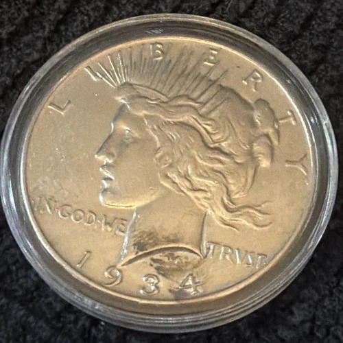 1934-D Peace Silver Dollar $1 XF/AU Detail Denver Mint 90% Silver Estate Coin
