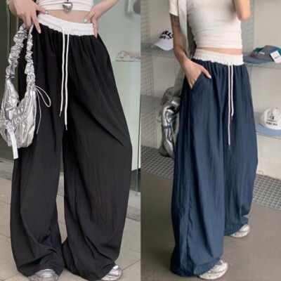 Harajuku Style Y2K gestreifte Hose für Damen Oversized Hip Hop Mode
