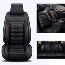 Leather Car 5 Seat Cover Full Set Cushion Universal Fit Front 48-56in Rear Bench