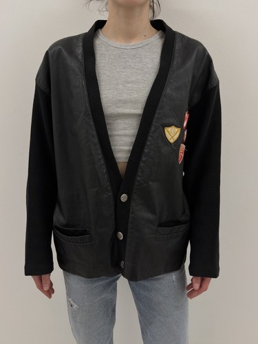 Giacca college patch Charles Chevignon vintage anni 90 ostacolo rara pelle taglia XL - Foto 5 di 16