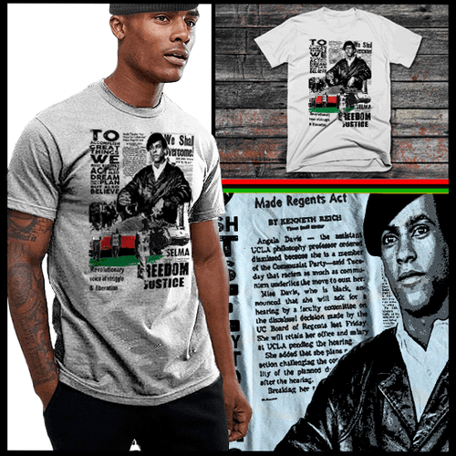 Black History Freedom T-Shirt, Huey P Newton, M Garvey, Malcolm X, Angela Davis  - Bild 2 von 2