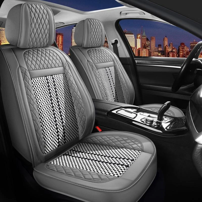 For Dodge Ram 1500 2500 3500 2009-2023 Ice Silk & Napa Leather Car 5 Seat Covers Foto 2 de 4