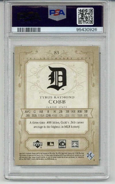 Cubierta superior SP 2005 cortes legendarios #83 Ty Cobb Tigers PSA 10 poco pop muy raro Foto 2 de 2