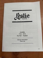 Leslie Speaker Information: 715, 815, HL722, HL822, 950, 315, 415, HL422