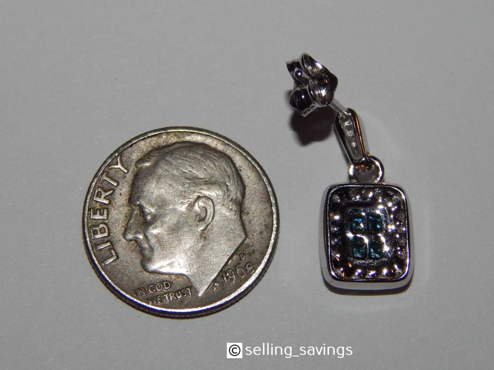 PENDIENTES COLGANTES COLGANTES ORO BLANCO Y AMARILLO 14K DIAMANTE AZUL Y BLANCO 7/10 PULGADAS Foto 2 de 4