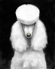 ✤ ORIGINAL Oil Dog Portrait Painting WHITE STANDARD POODLE Artist Signed Artwork