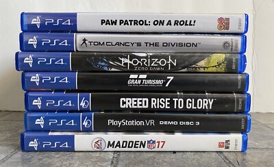 PS4 Games Lot Of 7 Creed Rise To Glory Horizon Zero Dawn Paw Patrol & MORE!