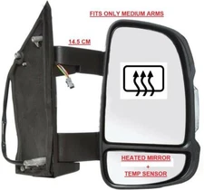 Fits Fiat Ducato 2006-2024 Complete Wing Mirror Unit Right Side Medium Arm