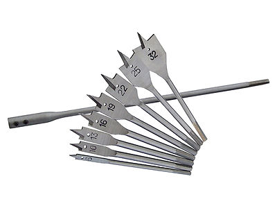 8-teiliges Flachholz-Bit-Set mit Verlängerungsschaft