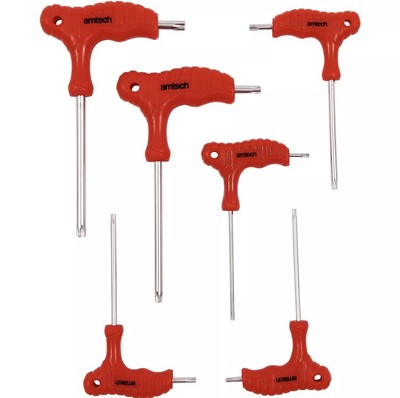 DOPPELENDIGER T-GRIFF TRX SCHRAUBENSCHLÜSSEL SET 6-TEILIG SCHRAUBENDREHER TORX SCHLÜSSEL T10-T40 GARAGE DIY