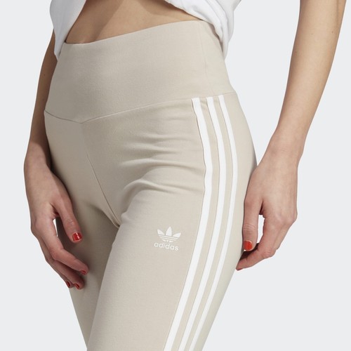 New Woman's adidas Adicolor Classics 3-Stripes 7/8 Flare Leggings - Beige - M - Picture 6 of 10