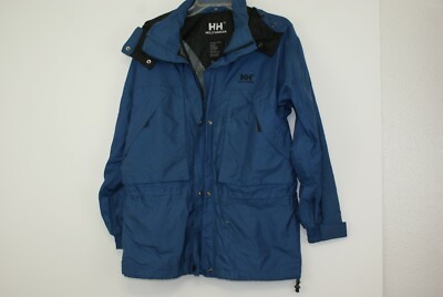 Helly Hansen Men's Size S Blue Black Soft Shell Hooded Light Jacket 2 Pockets