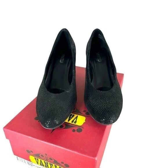 Zapatos de salón Vaneli para mujer 10 negros con estampado E Dune de colección maduros abuela oficina Foto 3 de 4