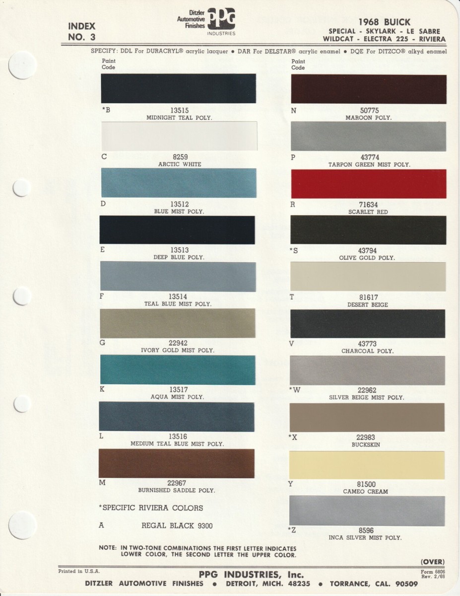 BIG HIME LLIC COLOR ワンオフ 1968 & 1969 BUICK SPECIAL RIVIERA WILDCAT ELECTRA OPEL LESABRE