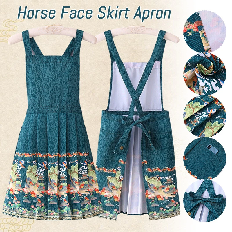 Vintage Women Chinese Traditional Hanfu Horse Face Skirt Apron Home Kitchen - Image 2 of 4